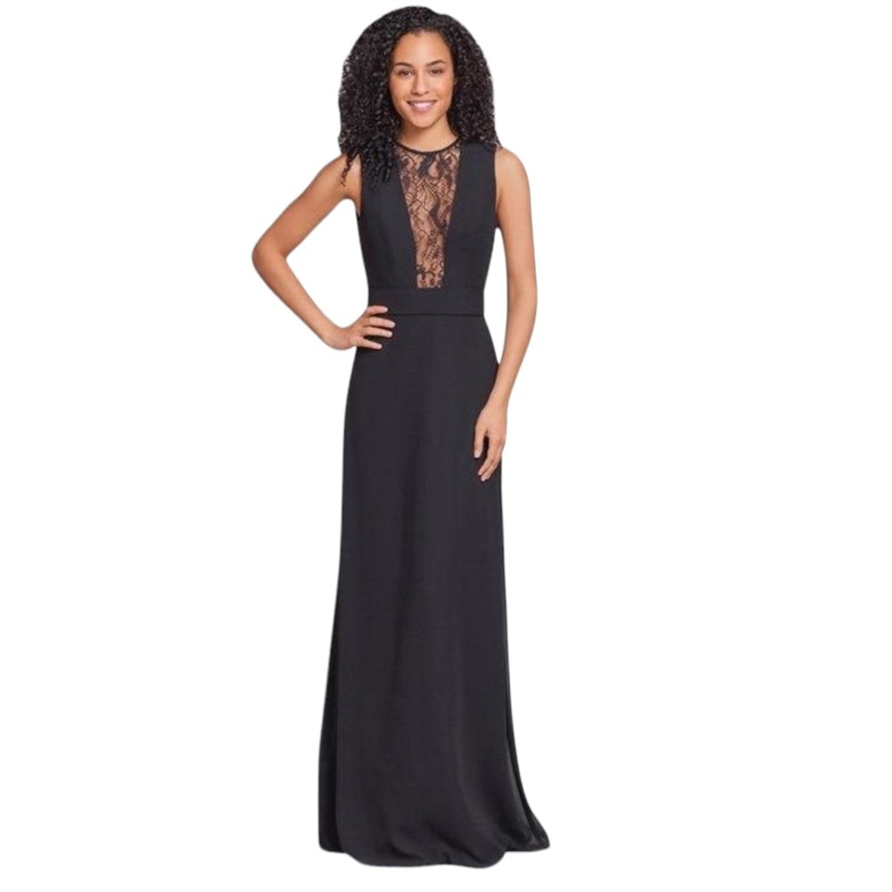 - Hayley Paige Occasions 5866 Black Chiffon Dress